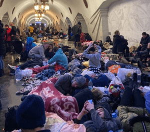 Ukrainians Sheltering In Train Station